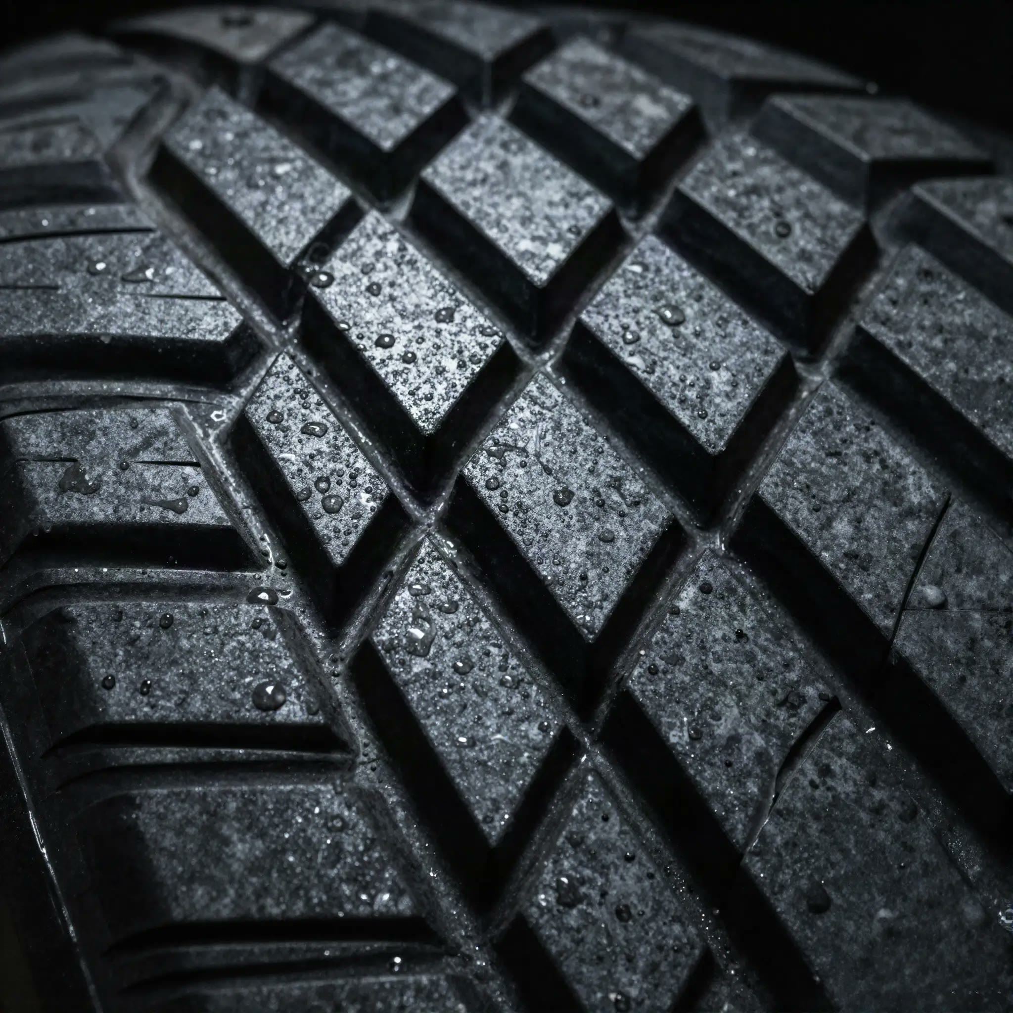 Close-up of tire tread blocks